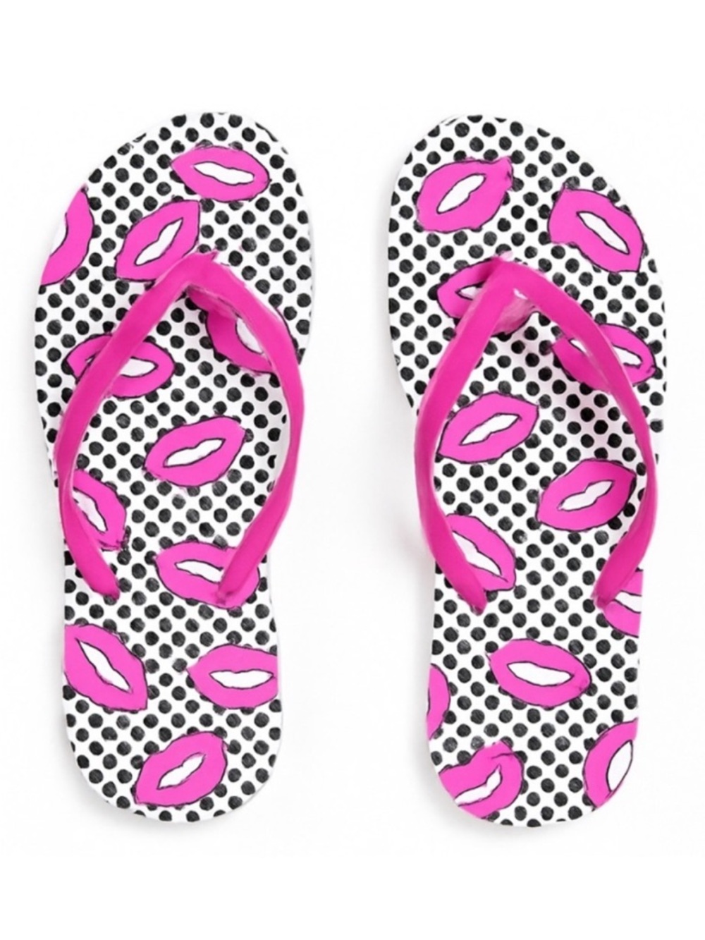 Harajuku Lovers Gwen Stefani Flip Flops | Pink Lips Polka Dot Beach Sandals